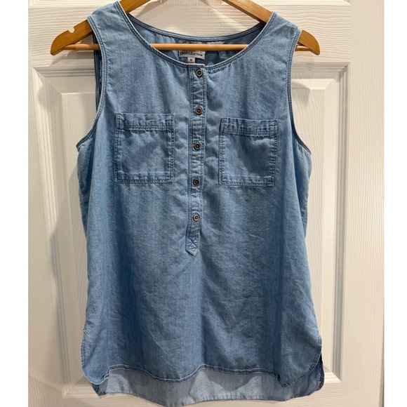 croft & barrow Tops - Croft &‎ Barrow Denim Chambray Sleeveless Shirt Size M Women
